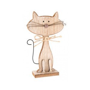 Dekorační soška kočka, dřevěná přírodní