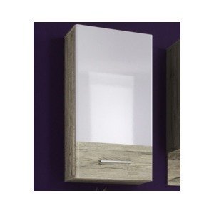 Koupelnová závěsná skříňka Barolo, dub san remo/lesklá bílá