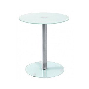 Kulatý odkládací stolek Ural, bílé sklo