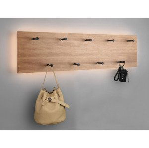 Nástěnný věšák s LED Romy, dřevo, 75 cm