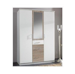 Šatní skříň Click, 135 cm, bílá/dub sonoma