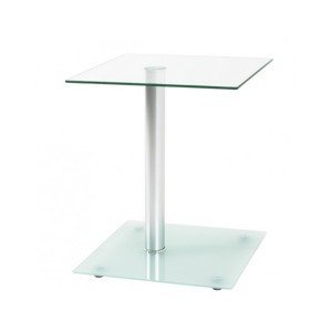 Přístavný stolek Quadrat, čiré/mléčné sklo