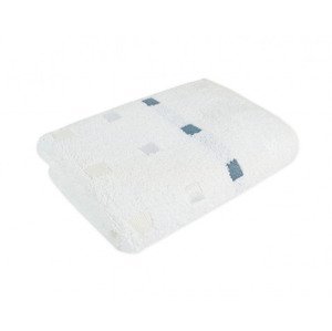 Froté ručník Quattro, tencel, bílý, kostičky, 50x100 cm