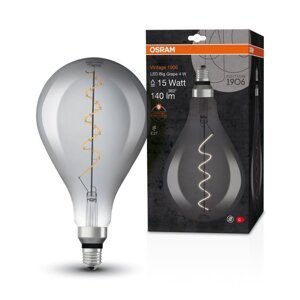 Černá LED spirálovitá žárovka E27 4 W VINTAGE, teplá bílá
