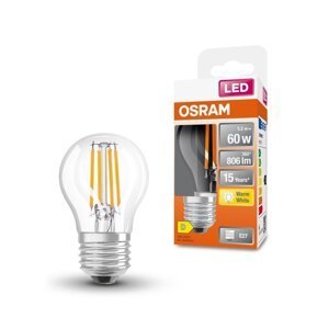 Mini průhledná LED žárovka E27 5,5 W CLASSIC P, teplá bílá