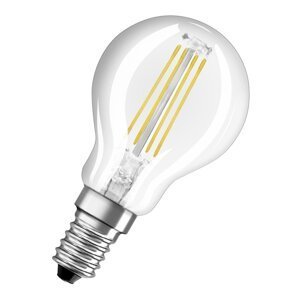 Průhledná LED žárovka E14 4 W CLASSIC P, studená bílá