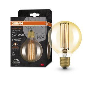 Zlatá stmívatelná LED žárovka E27 5,8 W VINTAGE GLOBE, teplá bílá