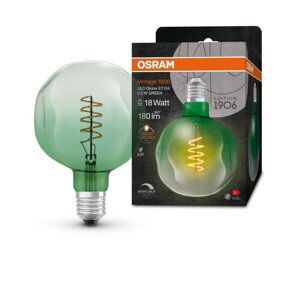 Zelená vintage LED žárovka E27 4,5 W GLOBE, teplá bílá