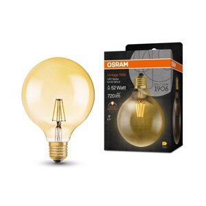 Zlatá LED vintage žárovka E27 6,5 W GLOBE, teplá bílá
