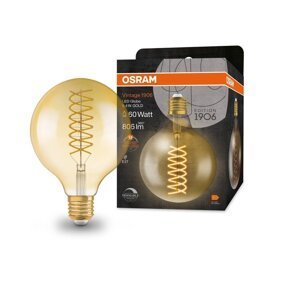 Kulová LED zlatá žárovka E27 VINTAGE 8.4 W, teplá bílá