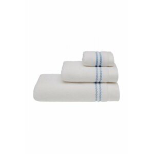 Soft Cotton Ručník CHAINE 50x100 cm Bílá / modrá výšivka