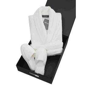 Soft Cotton Pánský a dámský župan MICRO COTTON v dárkovém balení + papučky Bílá M + papučky (36/38) + dárkové balení