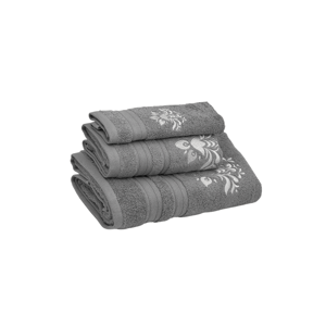 Soft Cotton Osuška a ručníky ORCHIS v dárkovém balení Šedá Sada (malý ručník 30x50cm, ručník 50x100cm, osuška 70x140cm)