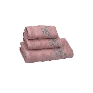 Soft Cotton Osuška a ručníky BUTTERFLY v dárkovém balení Růžová Sada (malý ručník 30x50cm, ručník 50x100cm, osuška 70x140cm)