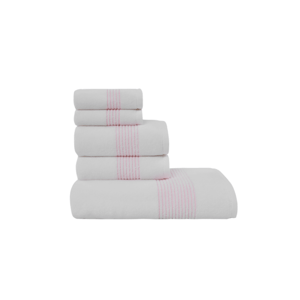 Soft Cotton Dárková sada ručníků a osušek AQUA Bílá / růžová výšivka Sada (2ks malý ručník 33x33cm, 2ks ručník 45x90cm, osuška 75x150cm)