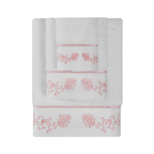 Soft Cotton Dárková sada ručníků a osušek DIARA Bílá / růžová výšivka