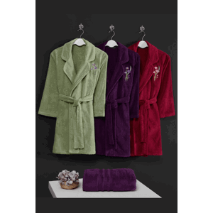 Soft Cotton Luxusní dámský krátký župan s ručníkem LILLY v dárkovém balení Fuchsiová XL + ručník 50x100cm +  box