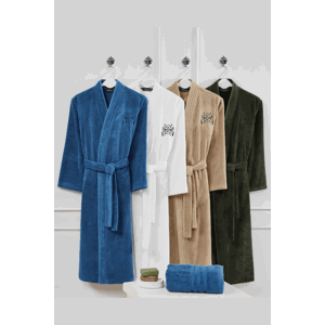 Soft Cotton Luxusní pánský župan SMART s ručníkem 50x100 cm v dárkovém balení Khaki XL + ručník 50x100cm +  box