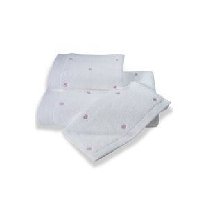 Soft Cotton Malý ručník MICRO LOVE 32x50 cm Bílá / lila srdíčka