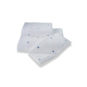 Soft Cotton Malý ručník MICRO LOVE 32x50 cm Bílá / modré srdíčka