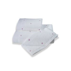 Soft Coton Ručník MICRO LOVE 50x100 cm Bílá / lila srdíčka