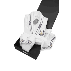 Soft Cotton Luxusní pánský župan s ručníkem a pupučemi MARINE MAN v dárkovém balení Bílá L + papučky (42/44) + ručník + box