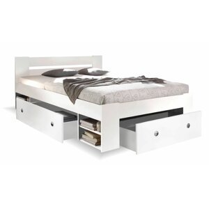 Zvýšená postel s úložným prostorem NEPOLI 140x200, bílá