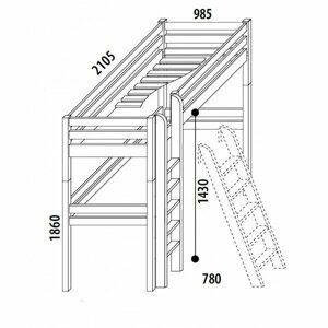 Dětská postel - horní spaní DOMINO D907/BC, masiv buk