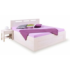 Bílá postel s úložným prostorem VALENCIA senior, masiv buk