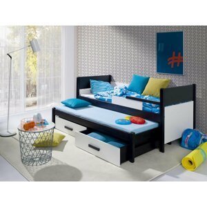 Dětská postel s přistýlkou a úložným prostorem Daniel, masiv borovice