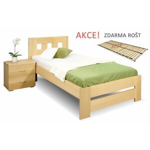 Dřevěná postel s roštem Barča, 80x200, 90x200, masiv buk