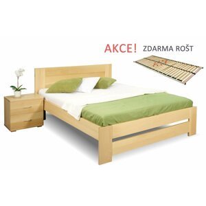 Dřevěná postel s roštem Jirka, 120x200, 140x200, masiv buk