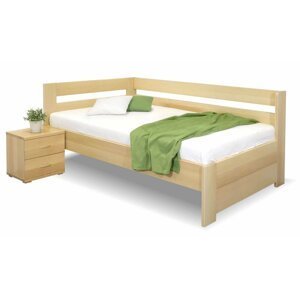 Rohová zvýšená postel Valentin-Levá, 120x200 cm, masiv buk