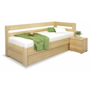 Rohová postel s úložným prostorem Valentin-Pravá, 80x200, 90x200 cm, masiv buk
