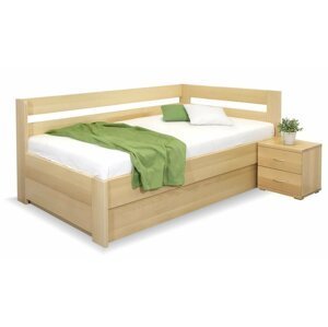 Rohová postel s úložným prostorem Valentin-Pravá, 120x200 cm, masiv buk
