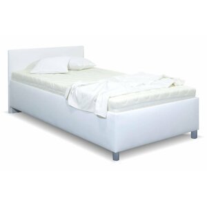 Zvýšená čalouněná postel s úložným prostorem Lyoneta, 90x200, bílá