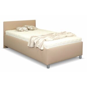 Zvýšená čalouněná postel s úložným prostorem Lyoneta, 90x200, světle hnědá