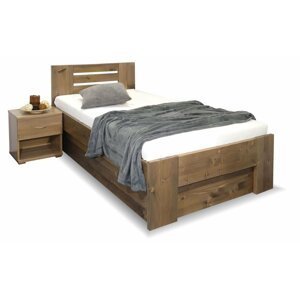 Zvýšená postel s úložným prostorem ROSA, masiv smrk, 90x210