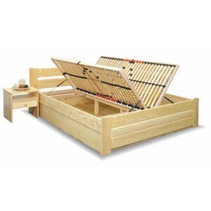 Dřevěná postel s úložným prostorem Hanka, masiv borovice, 140x200