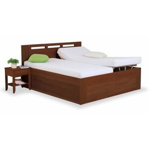 Zvýšená postel dvoulůžko s úložným prostorem VALENCIA senior, čelní výklop, ořech