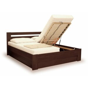Manželská postel z masivu IVA, výklop, buk - moření wenge