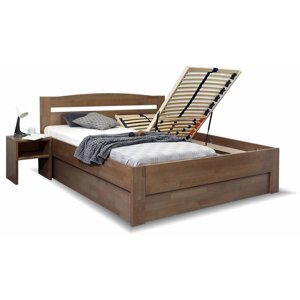 Zvýšená postel s úložným prostorem ANTONIO, 200x200, masiv buk