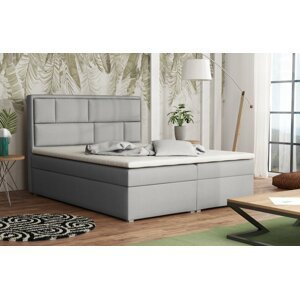Americká postel boxspring CS34013, s matrací a úložným prostorem, světle šedá látka, 160x200 cm