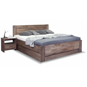 Dřevěná postel dvoulůžko s úložným prostorem ARION 2, 200x200, masiv buk