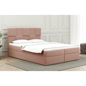 Zvýšená postel boxspring ALMA, s matracemi a topperem, 140x200