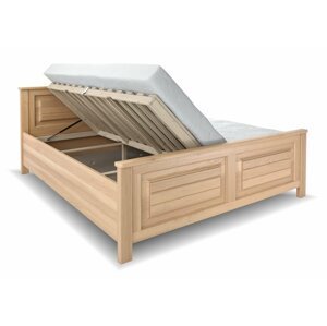 Vysoká dřevěná buková postel s úložným prostorem MARTINA, rošty v ceně