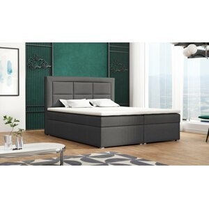 Americká postel boxspring CS34012, s matrací a úložným prostorem, tmavě šedá, 160x200 cm