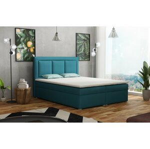 Americká postel boxspring CS34010, s matrací a úložným prostorem, tyrkysová, 160x200 cm