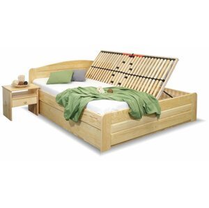 Dřevěná postel LADA, 140x210, s úložným prostorem, masiv borovice