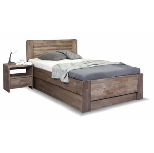 Dřevěná postel jednolůžko s úložným prostorem ARION 2, 90x220, masiv buk